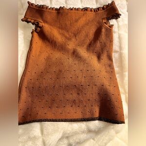 Essendi gorgeous Silk ribbed (with beading) top  Size:M, NWT Sz.M